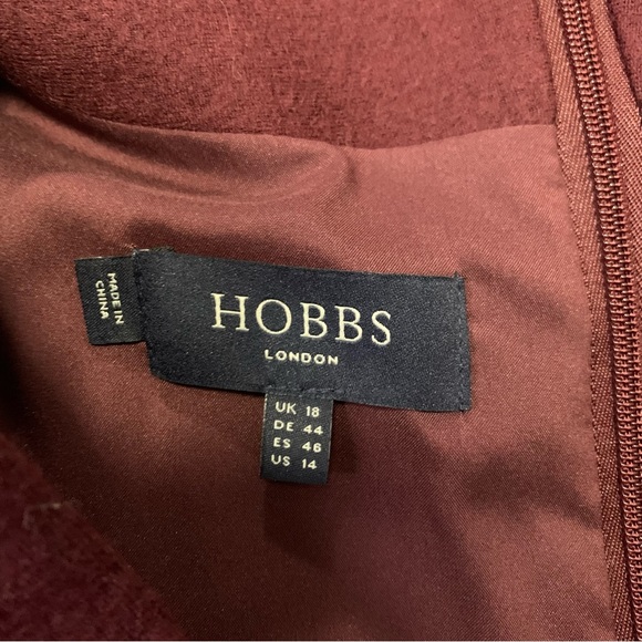 Hobbs London Burgundy Wool Long Sleeve V-Neck Midi Dress Size 14 NWOT! - Picture 9 of 11